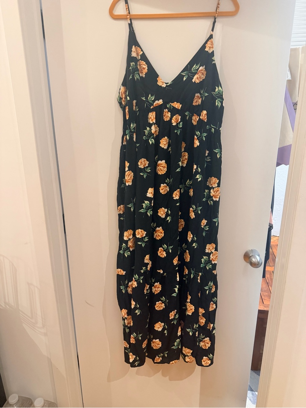 Old Navy Floral Black Maxi Dress with Rose Print XXL Tall